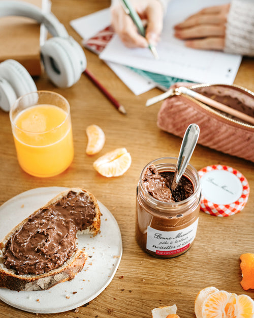 Pâte à tartiner Noisettes et Cacao riz croustillant et son tartineur - Bonne Maman BE - 1