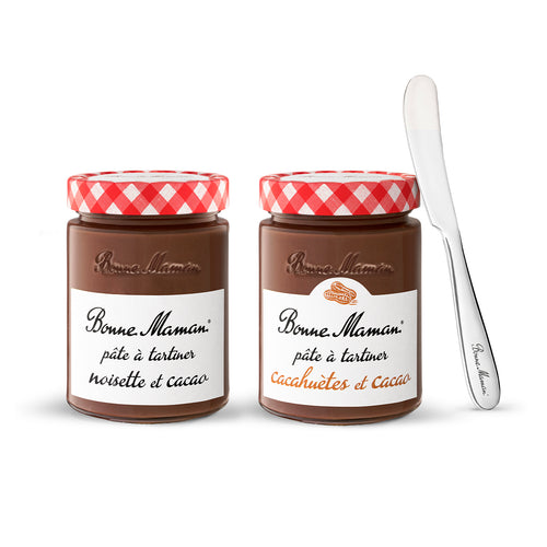 Duo van smeerpasta's en het bijhorende metalen smeermes - Bonne Maman BE - 1